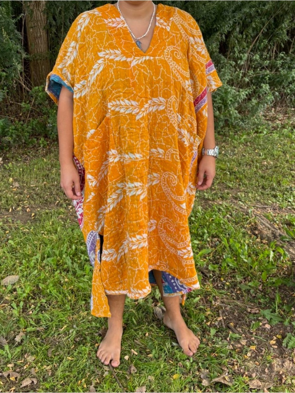 Kantha kaftan dress with pockets Kantha muumuu